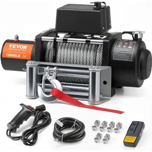 VEVOR Electric Winch, 18,000 lb Truck Trailer Jeep Winch, 12V DC 7/16 in x 85 ft Steel Cable Roller Fairlead Wireless & Wired Remote Control, IP55 Waterproof Towing for Off Road SUV Jeep Truck Trailer