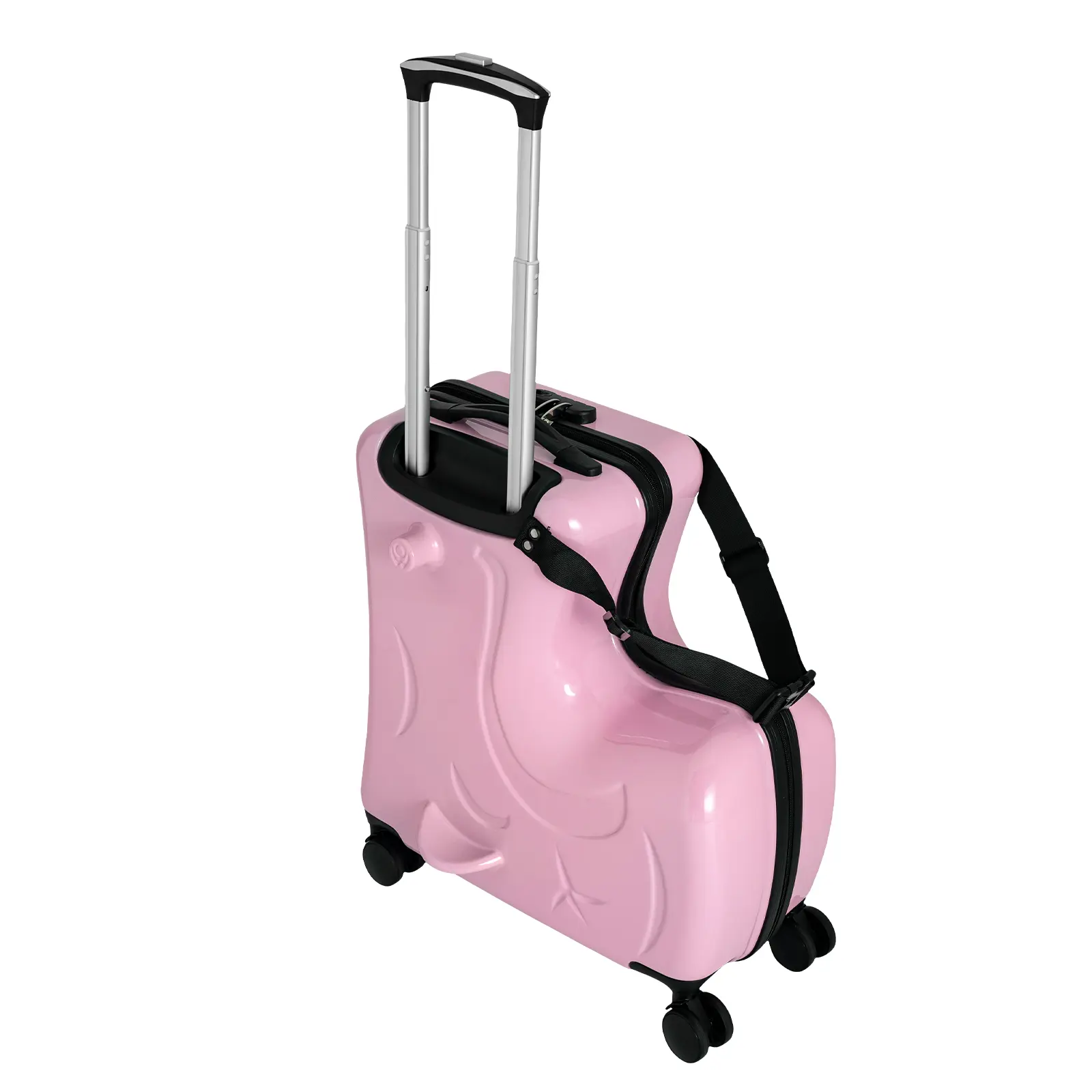 Children's Durable Ridable Multifunctional Luggage (25*55cm/9.8*21.6in, 20-in) for 3-6 Years Old, Top Handle, Double-Row 4 Wheels, Combination Lock Carry-On for On-the-Road Storage & Play, Travel Luggage Set, Childrens Bag, 3D Patterns