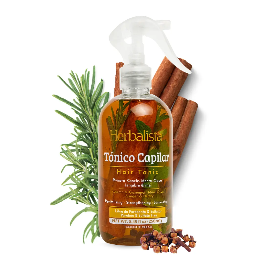 Herbalista Viral Capilar Hair Tonic Spray - 250ml (8.45 fl oz) Plant Blend Haircare, Soothing Hair Growth Product with Rosemary, Ginger, Clove, Cinnamon, Mint - 100% Natural, Handcrafted, Revitalizes, Strengthens, Stimulates, Hair Growth Products