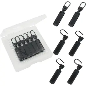 6 count Zipper Pull Replacement, Universal Zipper Pull Tab Fixer Metal Zipper  Handle Mend Repair Kit for Jacket Purse Backpack Luggage Boot, Black