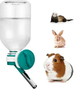 Patented No-Drip Water Bottle/Feeder for Guinea Pigs/Hamsters/Bunnies/Ferrets/Other Small Pets, Critters and Animals - for Cages, Crates or Wall Mount. 10.2oz. Nozzle 10mm, Green (C128)