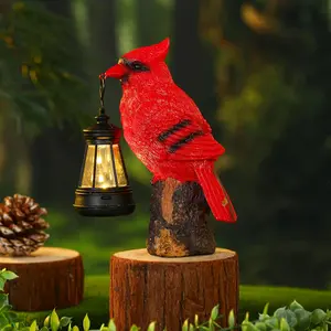 Solar Cardinal Garden Statue with Lantern 6.3ft Light for Outdoor Lawn Yard Decor