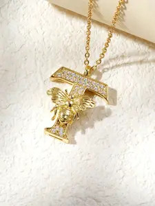 Vintage Luxury Bee Design 26 Letters Pendant Necklace, with Delicate Chain, Perfect Gift for Christmas/new Year/valentine's Day/birthday