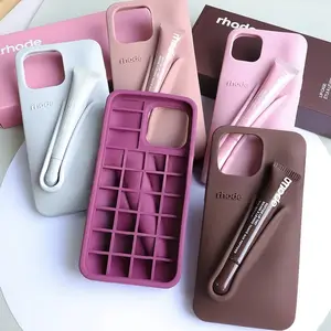 RHODE Minimalist Phone Case with Lip Gloss Slot – Durable Shockproof Cover, Everyday Beauty Essential