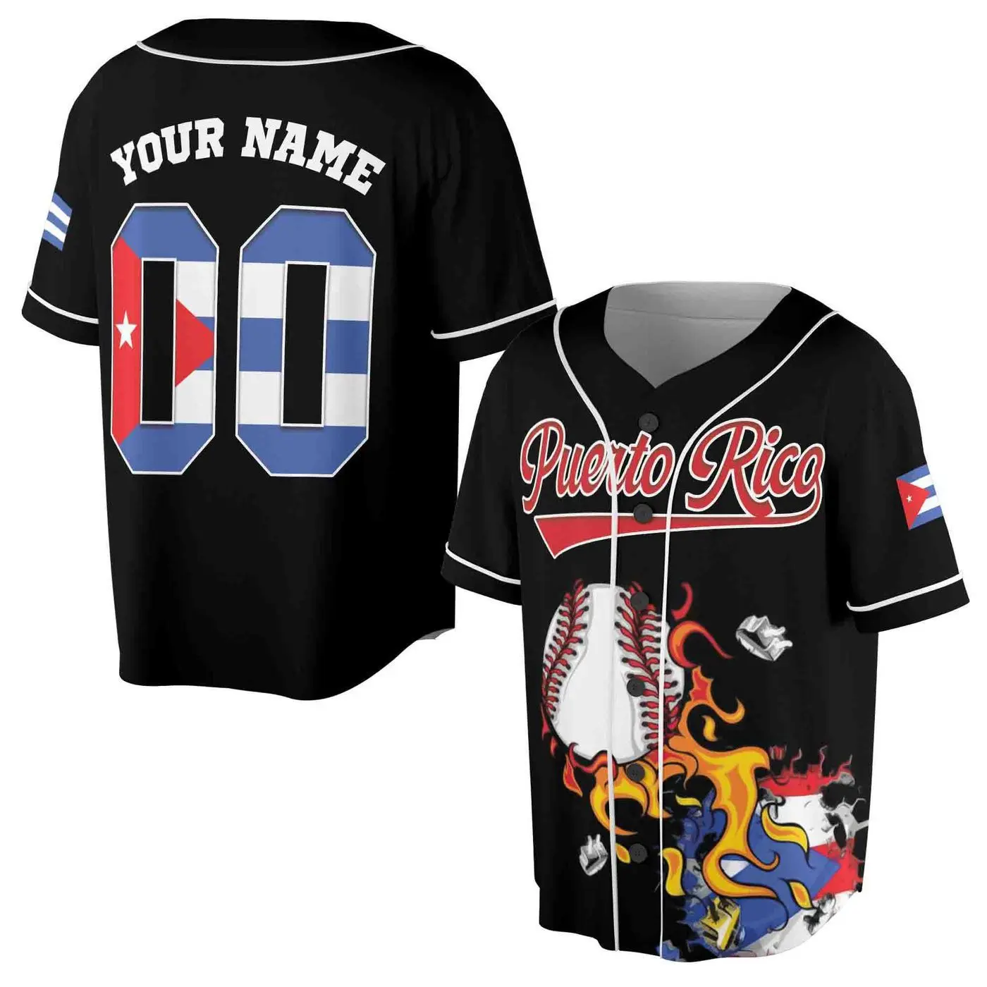 Customized 2025 Puerto Rican Flag Baseball Jersey with Name & Number - Personalize Your Own!