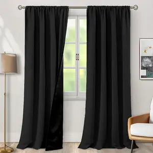 2 Panels Back Tab Blackout Curtains 84Inch Long for Living Room Bedroom, Halloween Black Rod Pocket/Pinch Pleated Thermal Insulated Room Darkening Light Blocking Floor to Ceiling Curtain/Drape