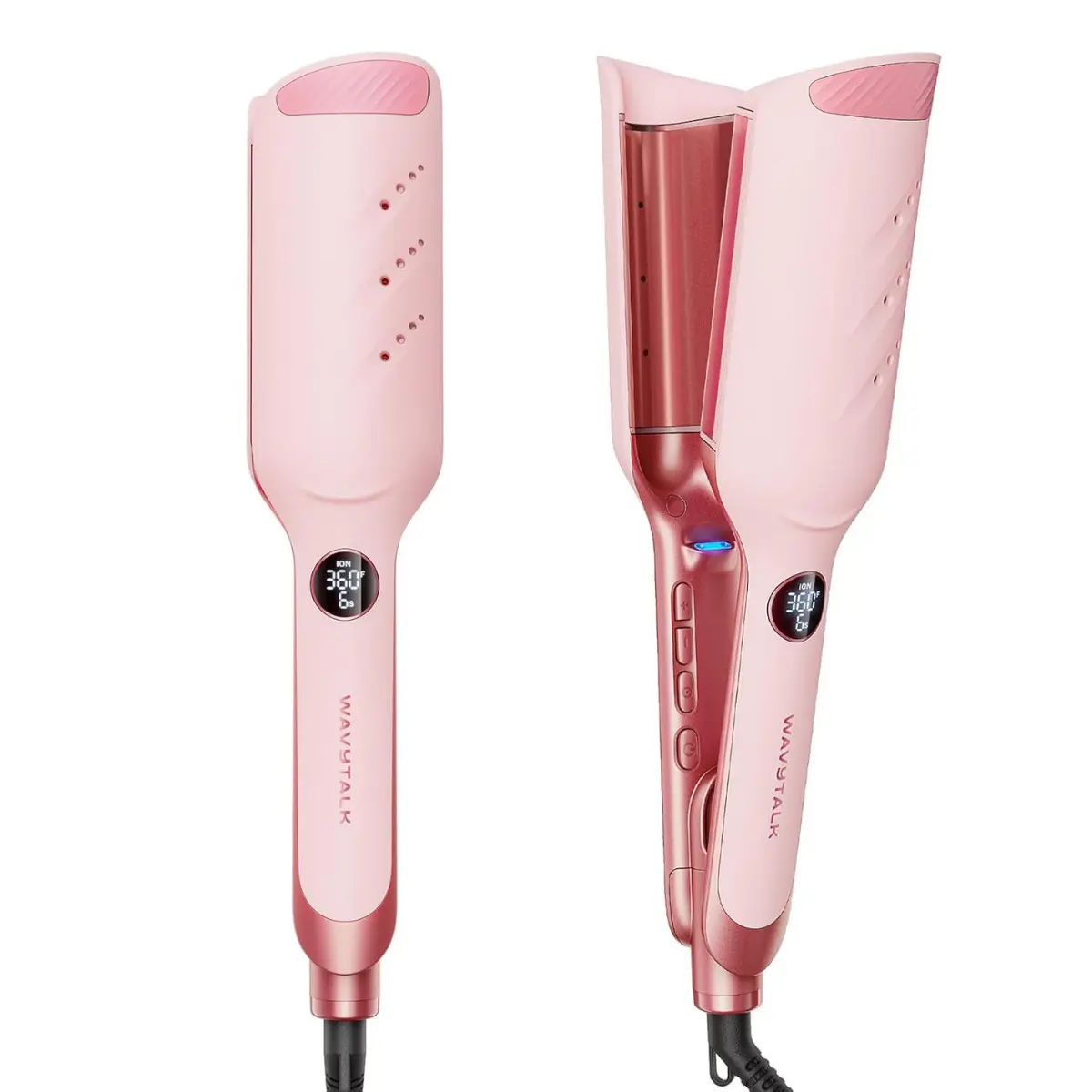 Wavytalk Power Wave Hair Crimper - Lightweight Ionic Beach Wave Curling Wand with Ventilation Design, Frizz Reduction, Dual Voltage for Less Heat Damage