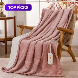 Electric Throw Blanket, 4-level Temperature & 3-hour Automatic Shut-off Function Heated Blanket, Cozy Warm Heated Blanket for Home Office Travel Heating Blanket