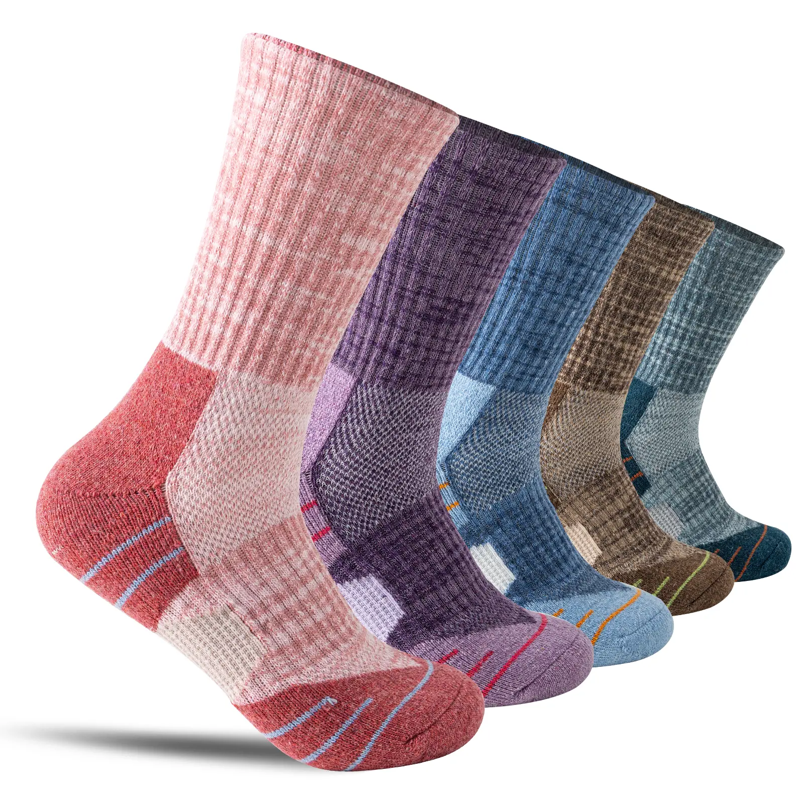 5 Pairs Merino Wool Hiking Socks For Women & Man Compression Support Sweat Absorbing Breathable Thick Cushion Work Socks Festival Gift Socks Menswear Bestie