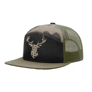 Men's Hunting Trucker Hat | Flat Bill Snapback | Deer & Duck Patch Cap | Camo Mesh Multiple Styles
