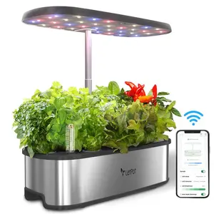 LetPot Senior Hydroponics Growing System: 12 Pods Smart Herb Garden, APP&WiFi Control, 24W LED, 5.5L Water Tank, Pump System, with Automatic Timer. APP-Controlled Hydroponics Growing System Hydroponics Indoor Garden with LED Light Hydroponics Indoor