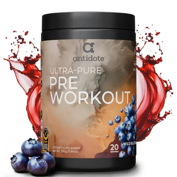 Antidote Ultra Pure Preworkout | Crafted by Olympians | Informed Sport Certified | Wild Blueberry | Transparent (No Proprietary Blends) | No Artificial Colors/Flavors/Sweeteners | Vegan Creatine + Beta-Alanine | Beetroot + Tart Cherry | 20 Servings