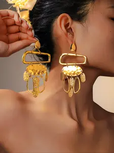 Vintage Metal Geometric Drop Earrings, Statement Earrings, Boho Style Jewelry for Party, Daily Clothing Decor, Trendy All-match & Exquisite Jewelry for Birthday Gift, High Quality Earrings