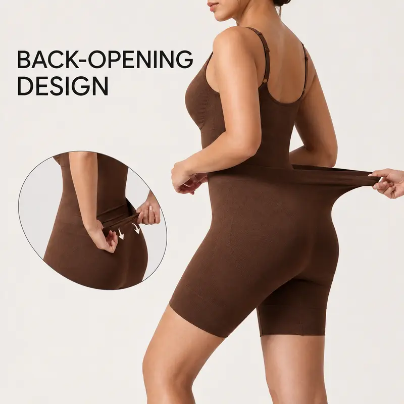COOSHAPE Women's Bathroom-Friendly Shapewear Bodysuit, Tummy Smoothing Bodysuit, Butt Lift Shapewear For Women, Pull Down Back leotards for women