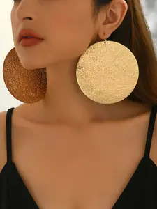 Oversized Hammered Gold Disc Earrings for Women, Statement Round Drop Earrings, Textured Boho Vintage Jewelry, Lightweight Bold Circle Earrings, Luxury Minimalist Party Vacation Beach Accessories, Trendy Big Earrings Gift, Fashionable Earrings
