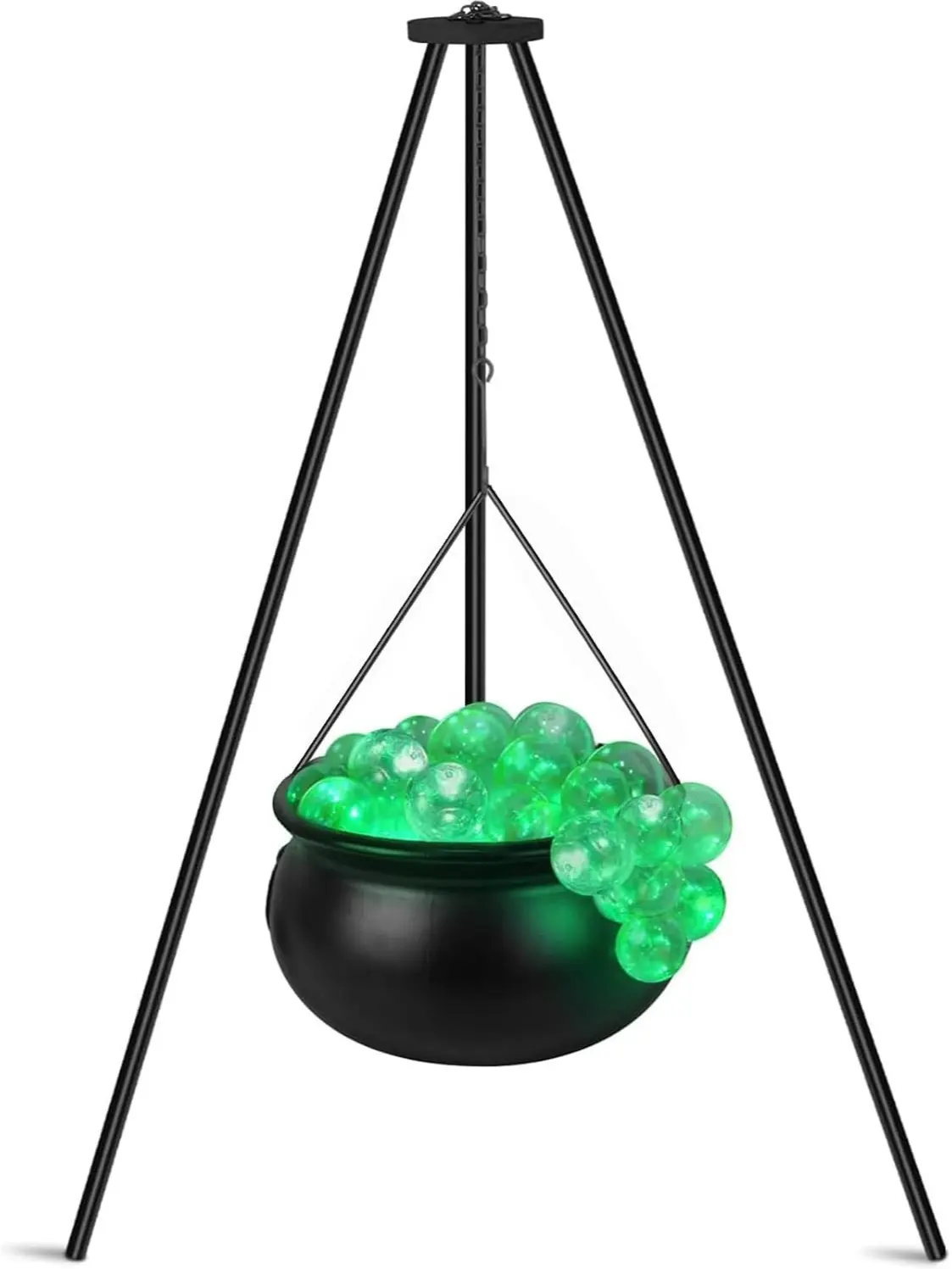 QEQEKAKA Halloween Decorations Outdoor Witches Plastic Cauldron on Tripod | Lights 20 Clear Plastic Balls for Halloween Indoor Yard Lawn Decor Haunted House Props Witches Cauldron