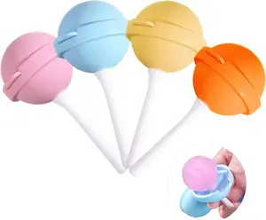 Silicone Lollipop Ice Cream Maker, Homemade Popsicle Molds, DIY Popsicle Maker for Kids, Lollipop Ice Cream Mold, Reusable Popsicle Molds (Pink/Yellow/Orange/Blue)