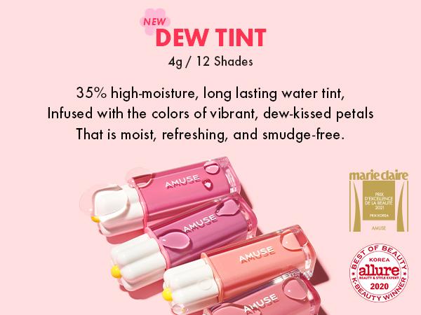 [AMUSE Seoul Official] DEW TINT | 15 Shades, lipstain, lipgloss, glossy, lost-lasting, vegan lip