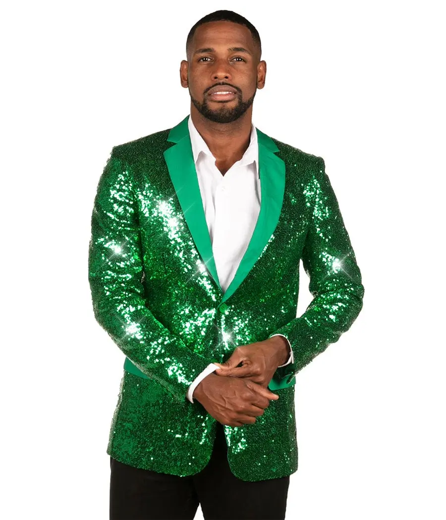 Men's Green Sequin All Over Blazer Men's Green Sequin All Over Blazer