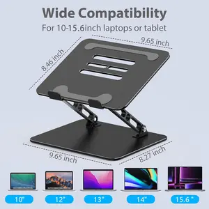 Adjustable Laptop Stand for Desk Metal Foldable Riser Holder Portable Desktop Book Stands Ventilated Computer Notebook Stand Compatible with 10-15.6" Laptops Ergonomic Design Sturdy Protective Features 6-Level Adjustable Height Non-Slip Silicone Base tikt