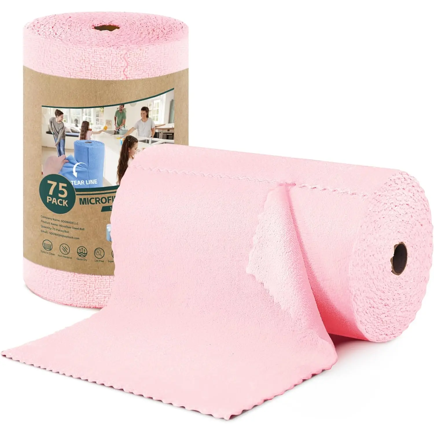 Microfiber Cleaning Cloths Roll, 75 Pack 12"x12" Lint-Free Durable Rags for Kitchen & Household, Washable, Scratch-Free, Ultra-Absorbent Dish Cloths