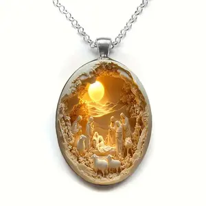 Unisex Elegant Glass Pendant Necklace – Versatile Stylish Jewelry for Daily Wear & Holiday Gift