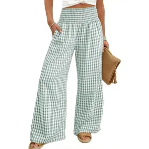 Womens Striped Gingham Pants 2026 Casual Pants Cute Comfy Bottoms with Pockets Plaid Outfits