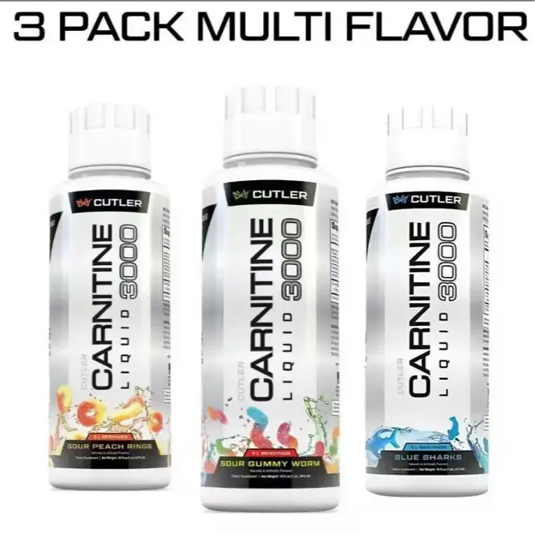 Cutler Nutrition 3 Pack Multi Flavor Carnitine Liquid 3000 Energy Sport Beverage Drink Variety Pack
