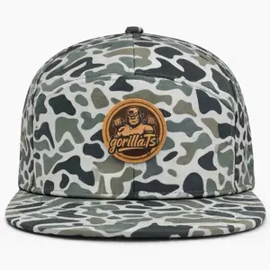 GorillaTS Camouflage Snapback Hat with Leather Patch - Adjustable Fit for Men and Women
