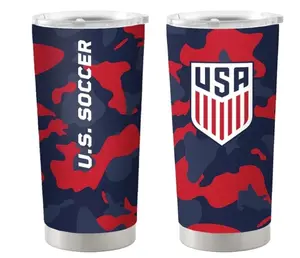 US Mens Soccer 20oz Camo Stainless Tumbler, Stainless Steel, Double-Wall Vacuum-Insulated, Funny Gift for Her And Him
