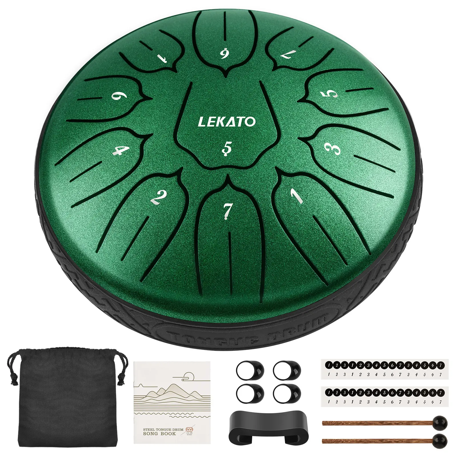 LEKATO Steel Tongue Drum 6 Inch 11 Notes/8 Notes, 10"/12"/13"/14" Steel Drum, C Key/D Major, Beginner Handpan Drum Percussion for Meditation Yoga Musical Education, Best Gift for Boys Girls Families/Friends