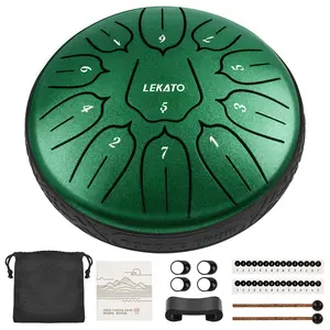 LEKATO Steel Tongue Drum 6 Inch 11 Notes/8 Notes, 10"/12"/13"/14" Steel Drum, C Key/D Major, Beginner Handpan Drum Percussion for Meditation Yoga Musical Education, Best Gift for Boys Girls Families/Friends