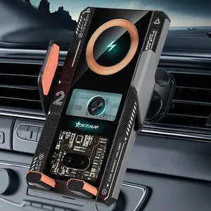 Wireless Car Charger 15w Fast Charging, Multifunctional Charger, Auto Clamping Vent Mount Holder for iPhone Samsung Huawei Xiaomi Android Phones