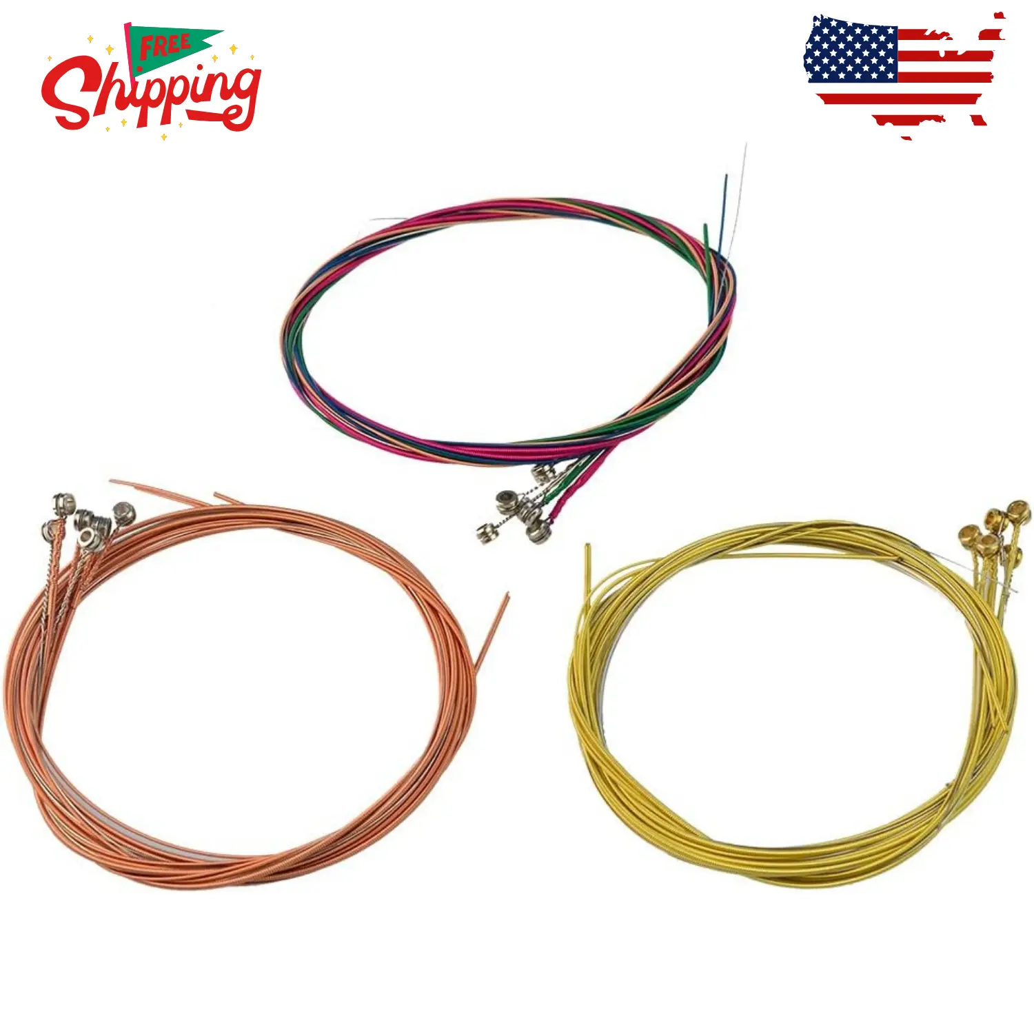 Acoustic Guitar Strings with 6 Picks, 3 Sets of 6