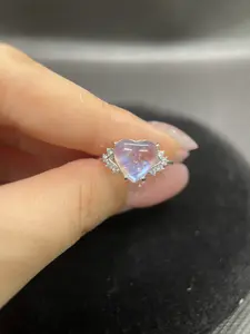 Blue MoonStone Ring, More Jewelry in Live Room, Blue Moonstone Rings, Blue Moonstone Jewelry, Moonstone Heart shape Ring