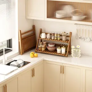 Foldable Desktop Storage Rack, 1 Count Multipurpose Kitchen Storage Rack, Household Storage Organizer for Kitchen, Living Room, Bedroom, Bathroom, Collapsible System