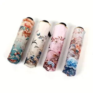 Bird Flower Series 8-Sided Foldable UV Umbrella, All-Day Coating Sunshade, Outdoor Umbrella with Free Storage Bag