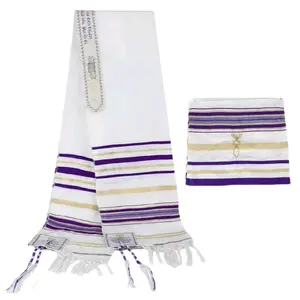 Blue Men's Prayer Shawl Scarf Jewish Tzitzit Tallit Cloth Rainbow Jerusalem Clothes Israel Design Modern Acrylic Hebrew Embroidery