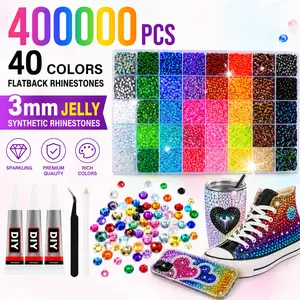 40000Pcs  Jelly Synthetic Rhinestones for Bedazzling, 3mm Multicolor Resin Flatback Synthetic Gems for Diamond Art, Bedazzler Kit for Crafting Book Shoes Nail Art