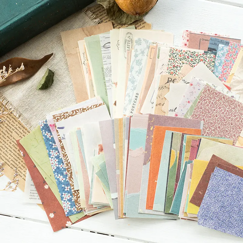 Cottage Garden Vintage Scrapbook Paper, 60Pcs Decorative Craft Paper, Assorted Size Retro Floral Plain Background Paper for Junk Journal Collage Album DIY Card Making Multi-Style Cut Film Sticker Book