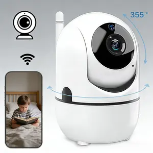 Home Security Camera, Indoor Smart Camera with 2.4GHz WiFi, IR Night Vision + Motion Detection + Two-Way Talk, 355° Horizontal Rotation, Cloud & TF Card Storage, Ideal for Baby, Pet, and Home Securi