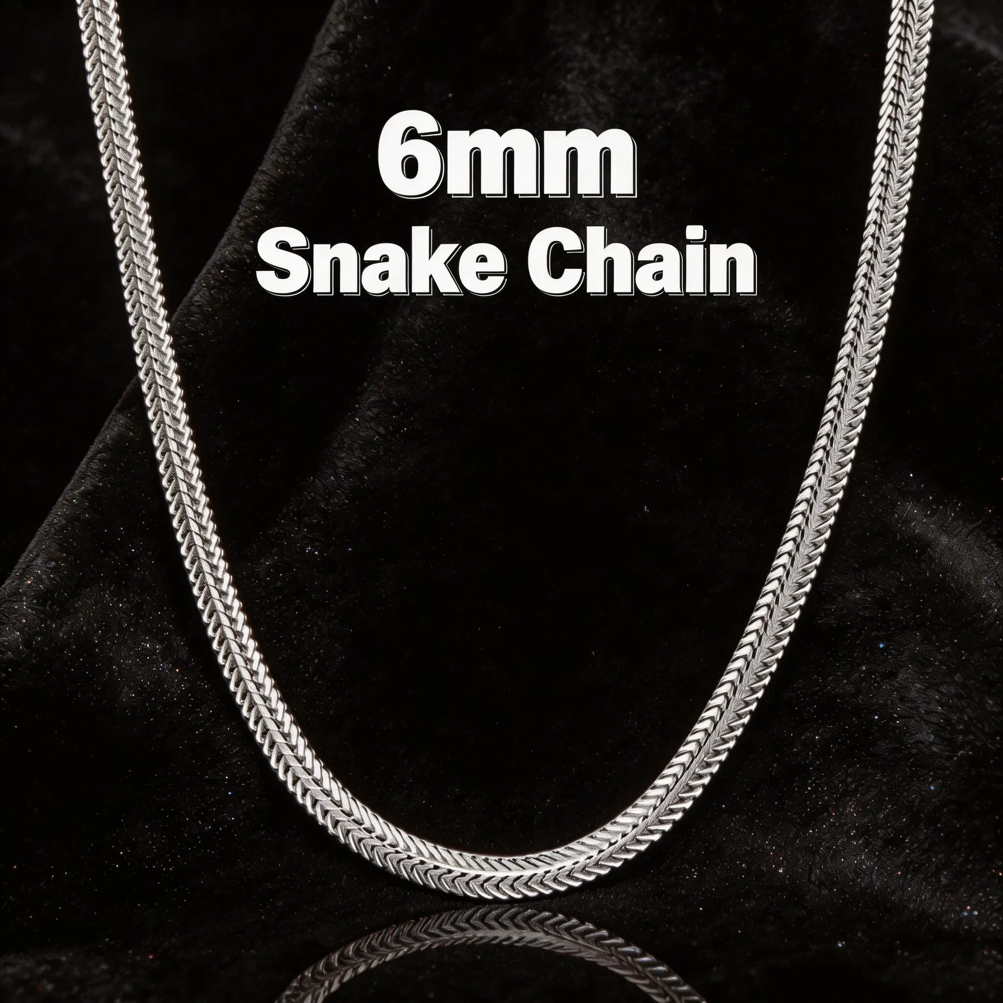Snake Chain Necklace with Flat Fishbone Design, Elegant 6mm 925 Sterling Silver Plated Jewelry for Women & Men, Party & Wedding Gift, Accessory Necklace, Chain Details Necklaces