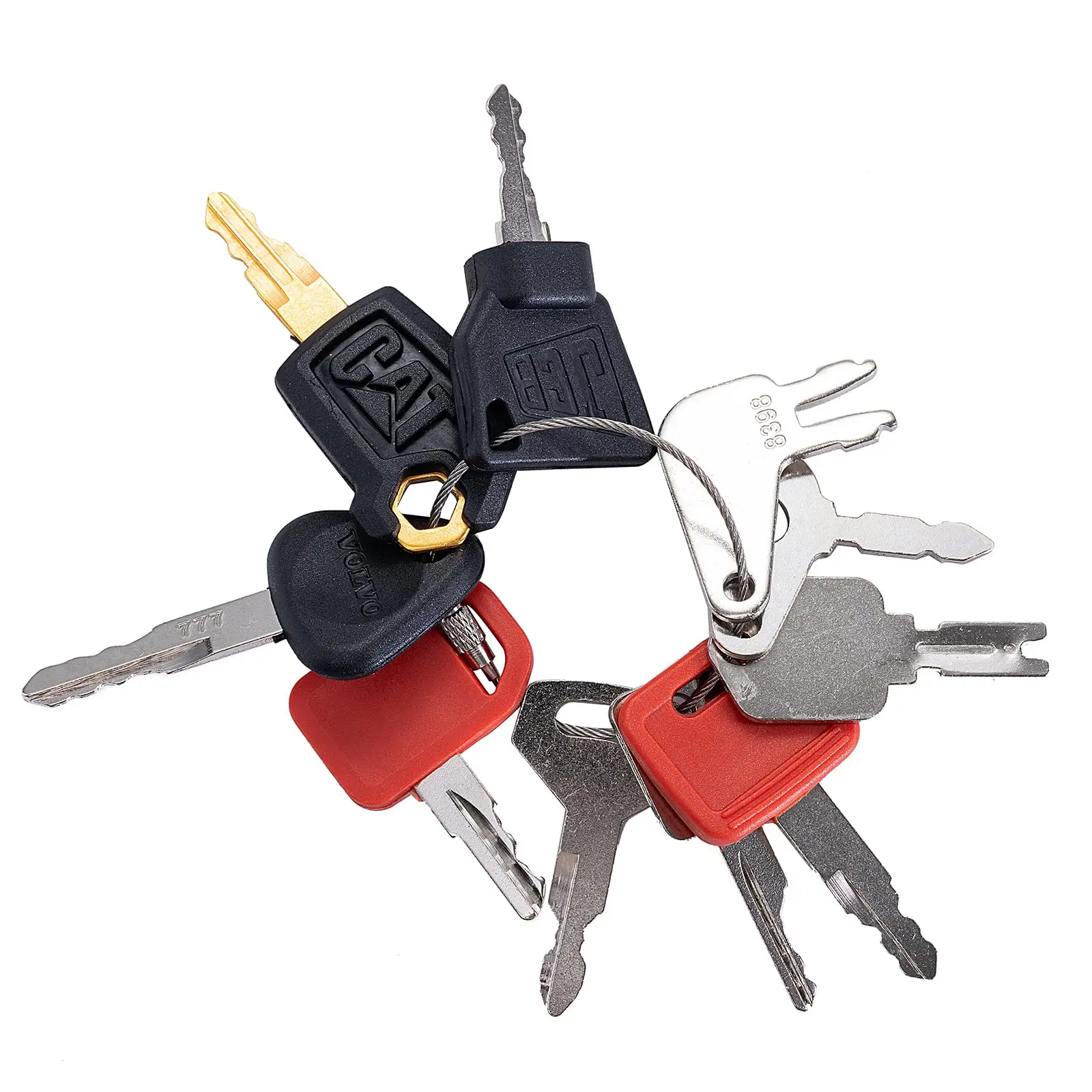 11 Heavy Equipment Keys Set, Construction Master Machine Keys Set for Cat, JD, Case, Komatsu, Hyster, Kubota, JCB, Bobcat, Daewoo, JLG, Toyota, Master Ignition Key for Workers and Opeartors