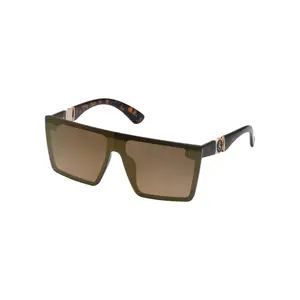 Oversized Square Shield Sunglasses in Tortoise
