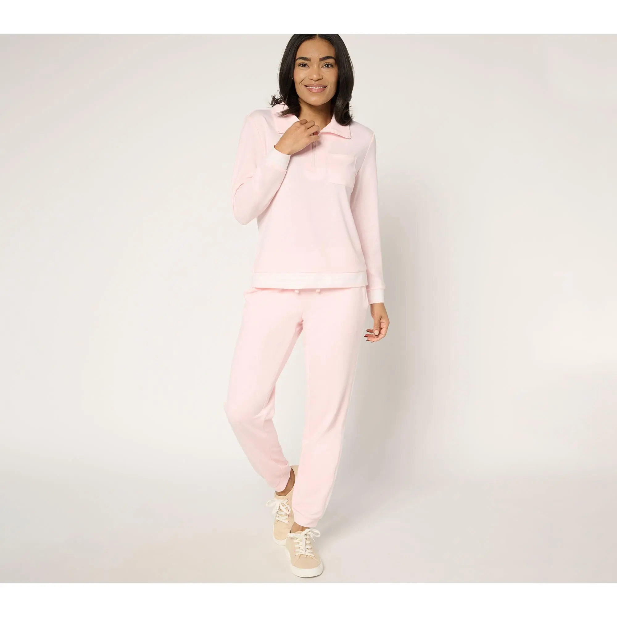 MUK LUKS Petite French Terry 1/4-Zip & Jogger Track Suit