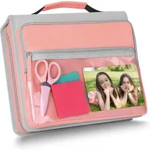 Zipper Binder 3 Ring with Handle, 2 Inch O-Ring Document Organizer Middle School Binder with Zipper for Students, 5-Tab Expanding File Folder & 2 Mesh Pouches, DIY Clear Front Pocket,