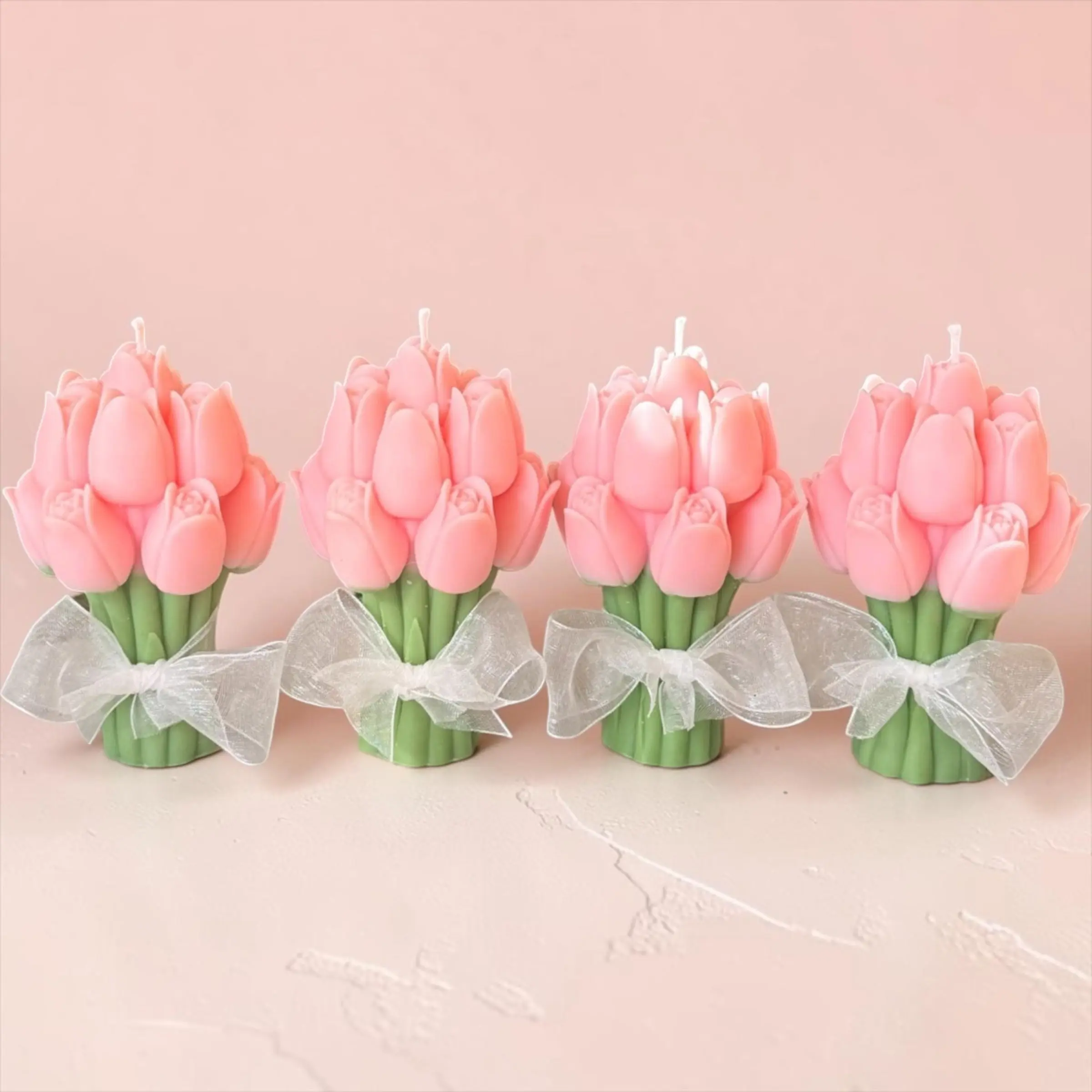 Handmade Scented Tulip Floral Bouquet Candle, Home Decor Flowers for Room Decor