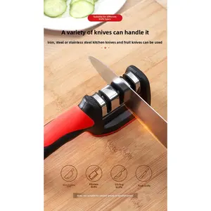 3-Stage Handheld Knife Sharpener - Manual Kitchen Knife Sharpening Tool for Home Use, Quick Fixed-Angle Sharpener for Scissors & Kitchen Knives
