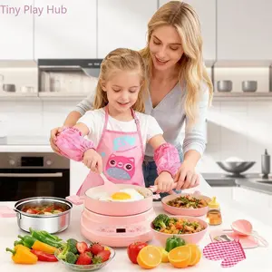Montessori Kids Cooking Set 8-12Y| Safe Mini Induction Kitchen Playset with Anti-Scald Rack| Real Fun Safe Cooking Toy