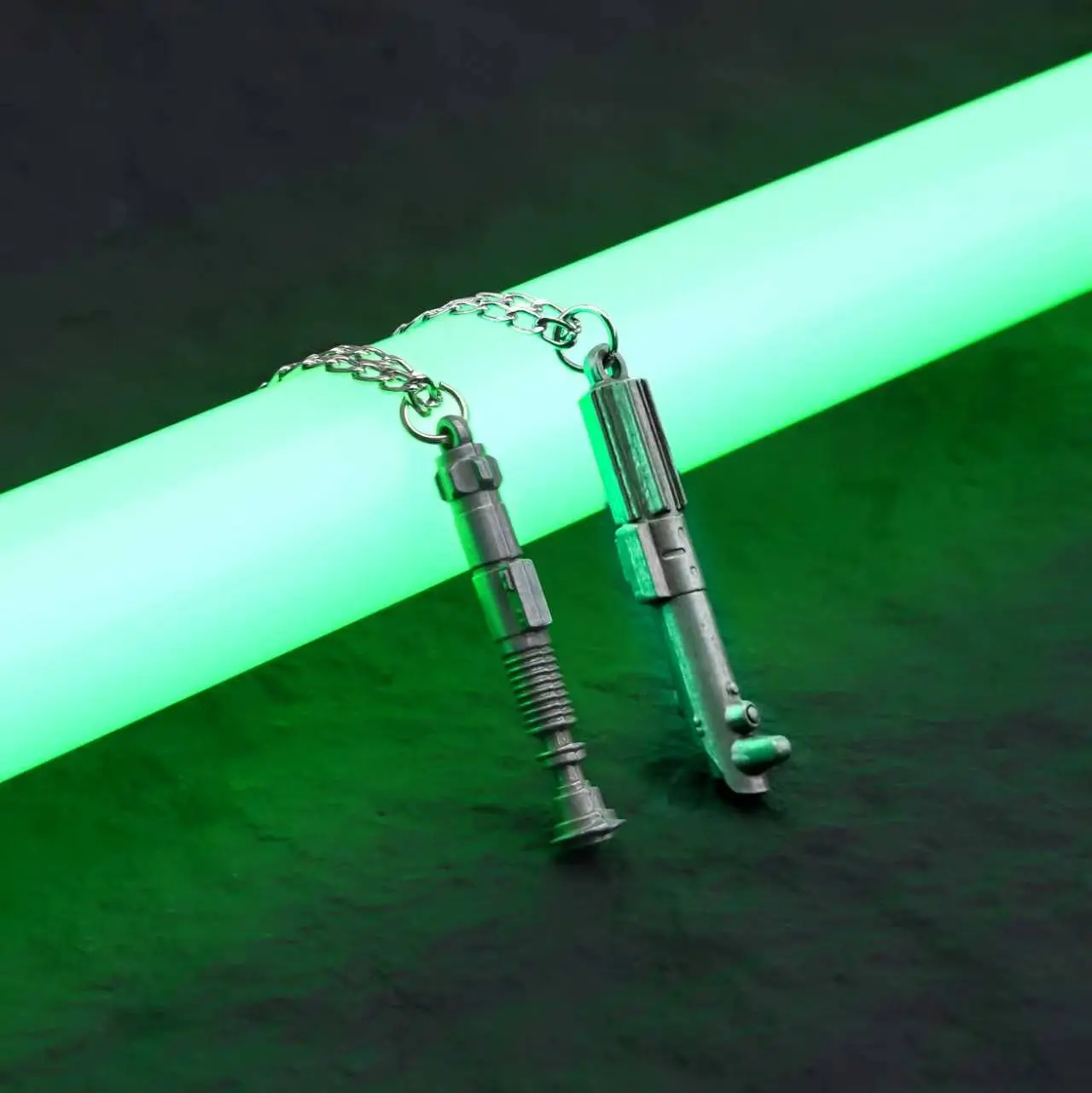 Mini Light Saber Necklace Set Jedi & Sith Pendant Zinc Alloy Inspired Jewelry Gift for Fans